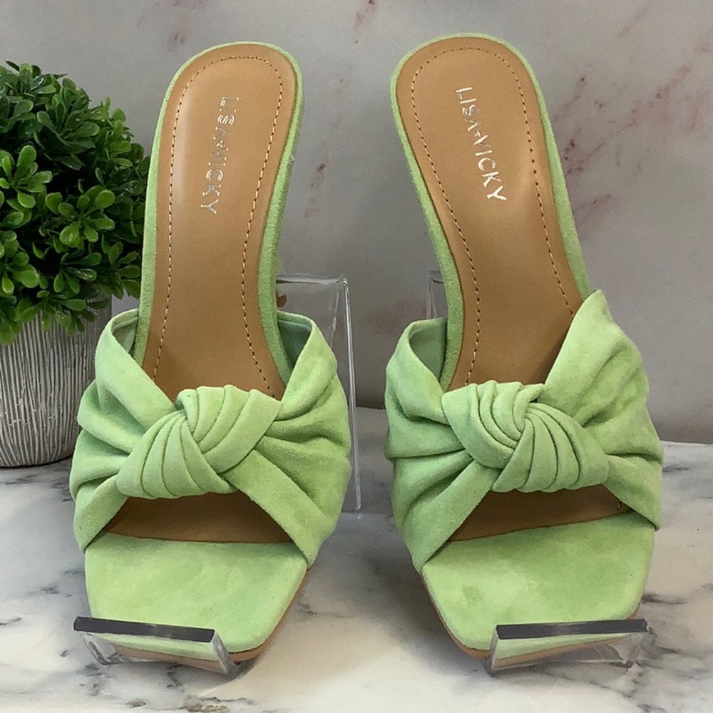 NIB Lisa Vicky Women's Green Knotted Mules Size 6
